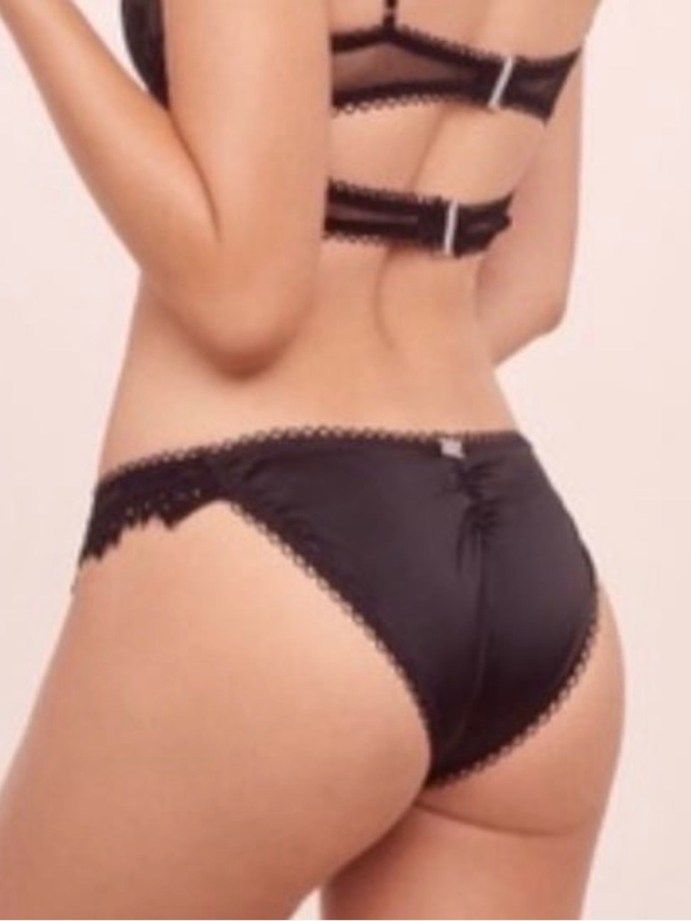 For Love & Lemons Faye Black Lace-Trim Cheeky Size XL